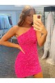 Best Velvet Sequin One Shoulder Sleeveless Short Evening Dresses Canada