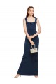 Best Stretch Crepe Scoop Neck Sleeveless Low Back Dark Navy Long Formal Evening Dress Canada