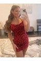 Best Velvet Sequin Spaghetti Straps Sleeveless Short Evening Gowns Canada