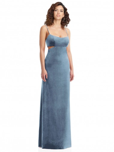 Best Stretch Velvet Square Neck Sleeveless Low Back Long Formal Evening Dress Canada