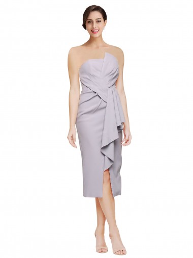 Best Stretch Crepe Strapless Sleeveless Low Back Cocktail Length High Low Evening Dress Canada