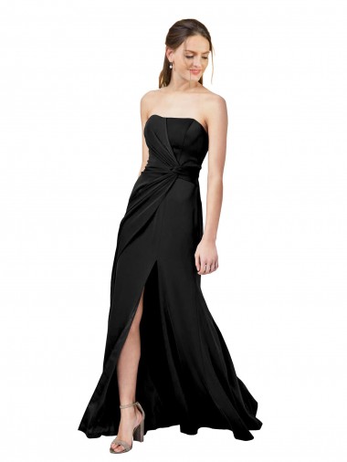 Best Stretch Crepe Strapless Sleeveless Low Back Black Long Formal Dress Canada