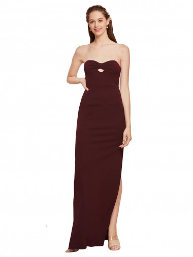 Best Stretch Crepe Strapless Sleeveless Long Formal Evening Dress Canada