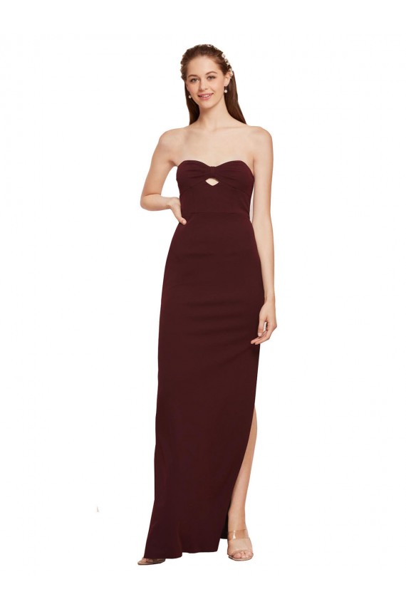 Best Stretch Crepe Strapless Sleeveless Long Formal Evening Dress Canada