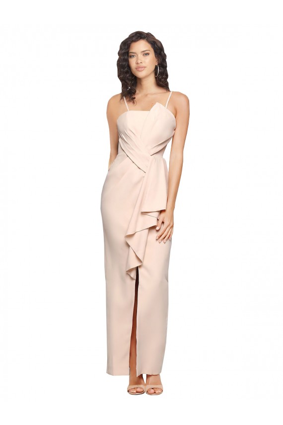 Best Stretch Crepe Strapless Sleeveless Low Back Nude Long Semi Formal Evening Dress Canada