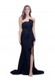 Best Stretch Crepe Strapless Sleeveless Low Back Sweep Train Semi Formal Evening Dress Canada