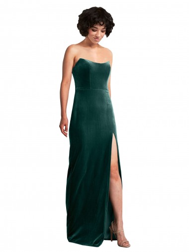 Best Stretch Velvet Strapless Sleeveless Low Back Long Black Tie Evening Dress Canada