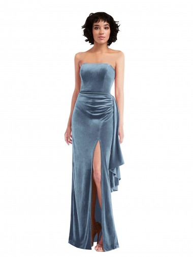 Best Stretch Velvet Strapless Sleeveless Low Back Long Formal Evening Dress Canada