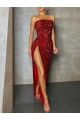 Best Velvet Sequin Strapless Sleeveless Long Evening Dress Canada