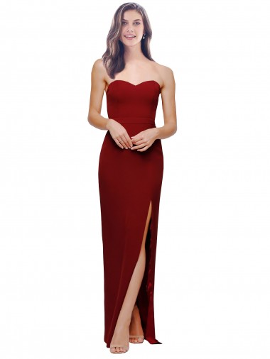 Best Stretch Crepe Sweetheart Sleeveless Low Back Long Evening Dress Canada
