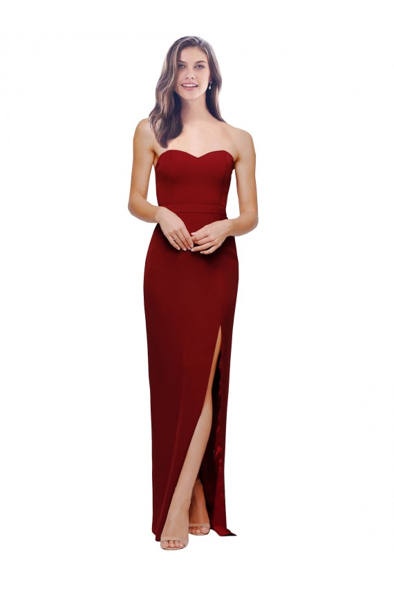 Best Stretch Crepe Sweetheart Sleeveless Low Back Long Evening Dress Canada