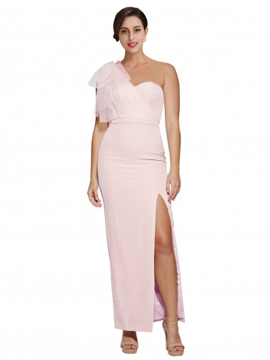 Best Stretch Crepe One Shoulder Sleeveless Low Back Long Formal Evening Dress Canada