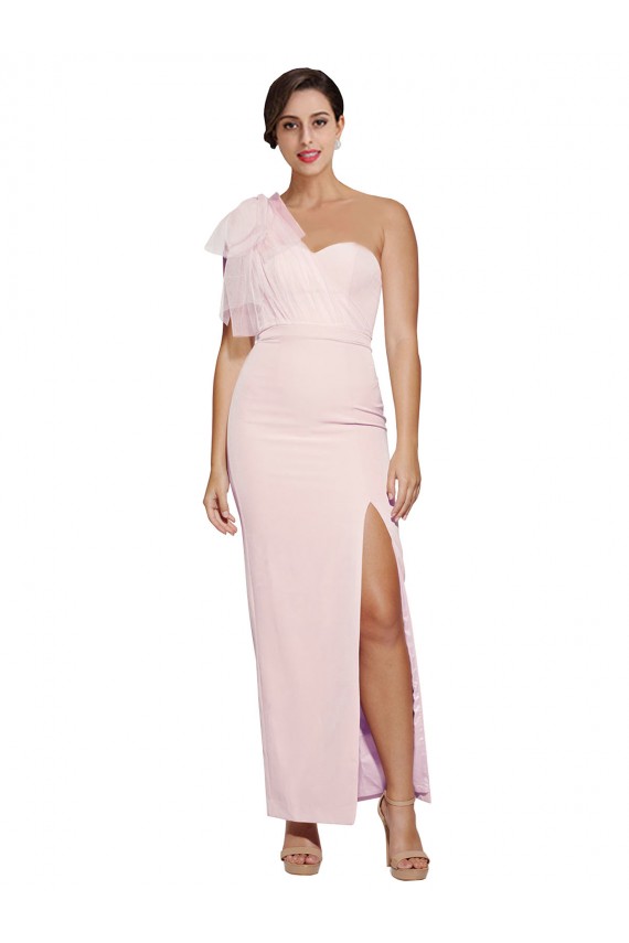 Best Stretch Crepe One Shoulder Sleeveless Low Back Long Formal Evening Dress Canada