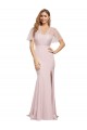 Best Stretch Crepe & Tulle One Shoulder Short Sleeves V-Back Long Formal Evening Dress Canada
