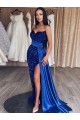 Best Velvet Sequin Sweetheart Sleeveless Sweep Train Evening Dresses Canada