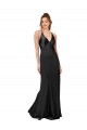 Best Silky Satin V-Neck Sleeveless Open Back Long Black Tie Evening Dress Canada