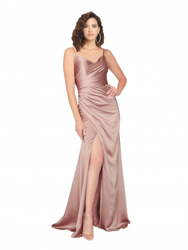 Best Silky Satin V-Neck Sleeveless V-Back Long Black Tie Evening Dress Canada