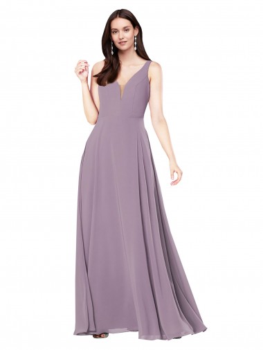 Best Soft Chiffon V-Neck Sleeveless V-Back Long Formal Evening Dress Canada