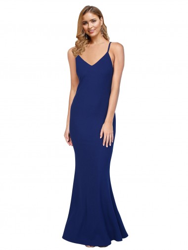 Best Stretch Crepe V-Neck Sleeveless Open Back Long Formal Dress Canada