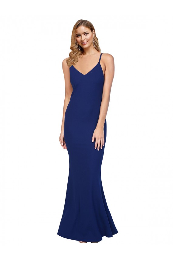 Best Stretch Crepe V-Neck Sleeveless Open Back Long Formal Dress Canada