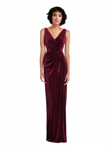 Best Stretch Velvet V-Neck Sleeveless Long Semi Formal Evening Dress Canada