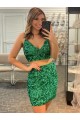 Best Velvet Sequin V-Neck Sleeveless Short Formal Dress Canada