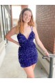 Best Velvet Sequin V-Neck Sleeveless Short Cocktail Evening Gown Canada