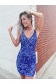 Best Velvet Sequin V-Neck Sleeveless Short Evening Gowns Canada