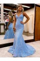 Best Velvet Sequin V-Neck Sleeveless Sweep Train Evening Gown Canada