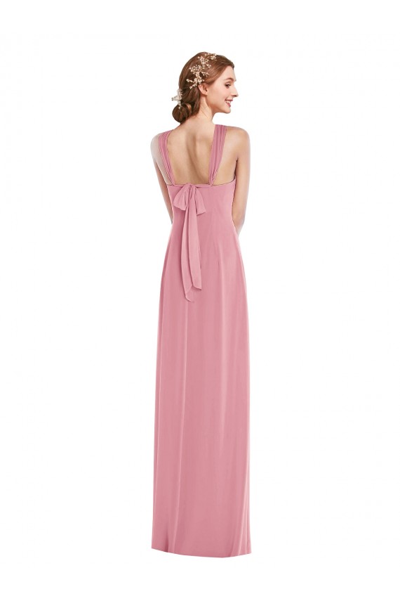 Best Soft Chiffon Halter Neck Sleeveless Open Back Skin Pink Long Semi Formal Evening Dress Canada