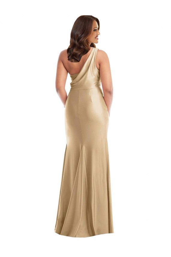 Best Silky Satin One Shoulder Sleeveless Long Formal Plus Size Evening Dress Canada