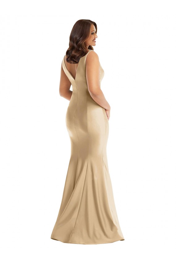 Best Silky Satin V-Neck Sleeveless V-Back Long Formal Plus Size Evening Dress Canada