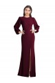 Best Stretch Crepe Bateau Neck Puff Sleeves Open Back Long Formal Dress Canada
