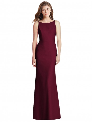 Best Stretch Crepe Bateau Neck Sleeveless Open Back Long Semi Formal Evening Dress Canada