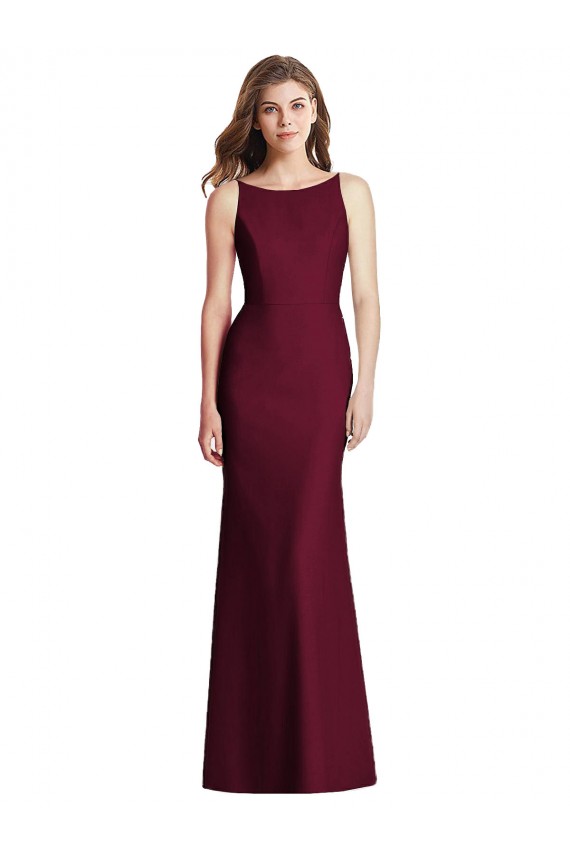 Best Stretch Crepe Bateau Neck Sleeveless Open Back Long Semi Formal Evening Dress Canada