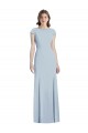 Best Stretch Crepe Bateau Neck Cap Sleeves Open Back Light Sky Blue Long Formal Dress Canada