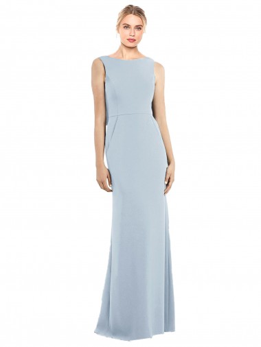 Best Stretch Crepe Bateau Neck Sleeveless Backless Long Semi Formal Evening Dress Canada