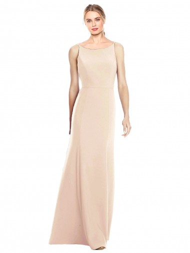 Best Stretch Crepe Bateau Neck Sleeveless Open Back Long Semi Formal Evening Gown Canada