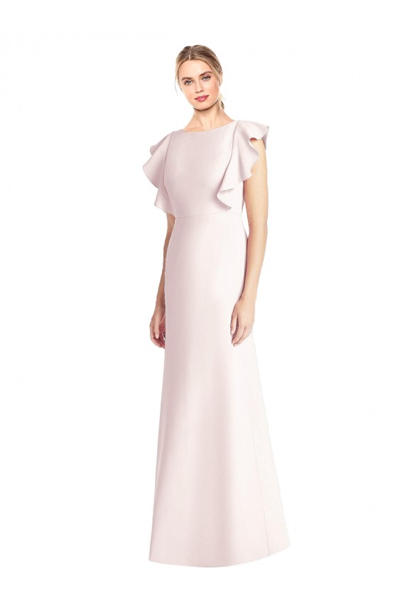 Best Stretch Crepe Bateau Neck Cap Sleeves Open Back Long Formal Dress Canada