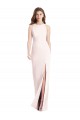 Best Stretch Crepe Bateau Neck Sleeveless Open Back Pink Long Semi Formal Evening Dress Canada