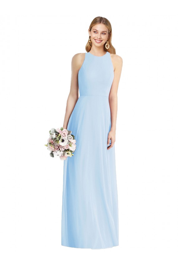 Best Soft Chiffon Halter Neck Sleeveless Long Semi Formal Evening Dress Canada