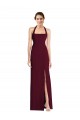Best Stretch Crepe Halter Neck Sleeveless Open Back Long Semi Formal Evening Dress Canada