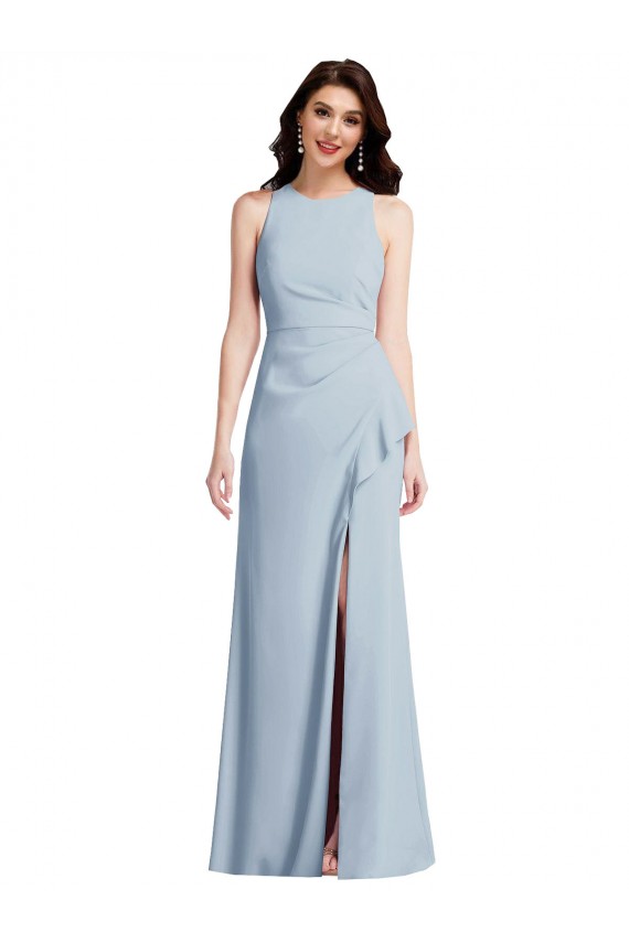 Best Stretch Crepe Halter Neck Sleeveless Long Formal Dress Canada