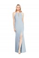 Best Stretch Crepe Halter Neck Sleeveless Keyhole Back Long Semi Formal Evening Dress Canada