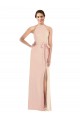 Best Stretch Crepe Halter Neck Sleeveless Open Back Nude Long Formal Evening Dress Canada