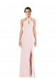 Best Stretch Crepe Halter Neck Sleeveless Low Back Long Formal Evening Dress Canada