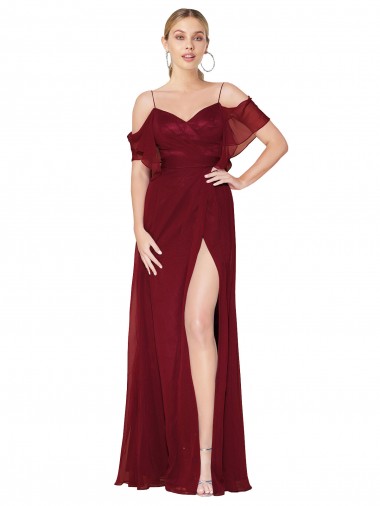 Best Soft Chiffon Off the Shoulder Cold Shoulder V-Back Long Formal Evening Dress Canada
