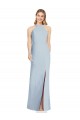 Best Stretch Crepe Halter Neck Sleeveless Open Back Light Sky Blue Long Formal Evening Dress Canada