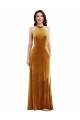 Best Stretch Velvet Halter Neck Sleeveless Keyhole Back Long Semi Formal Evening Dress Canada