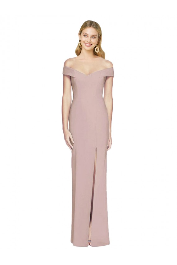 Best Stretch Crepe Off the Shoulder Sleeveless Open Back Long Semi Formal Evening Dress Canada